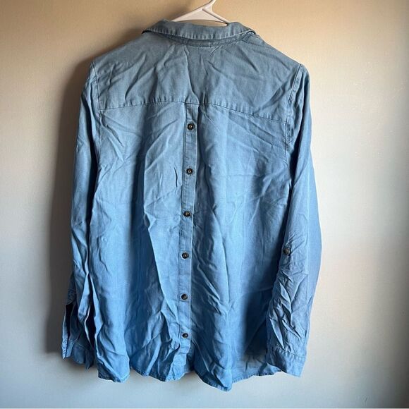 J Jill Denim Chambray Button Back Long Sleeve Blouse - Picture 5 of 6